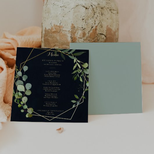 幾何学的金ゴールドブルーグリーン書道夕食会 メニュー