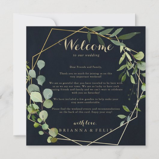 幾何学的金ゴールドブルーグリーン結婚のウェルカムレター