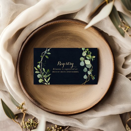 幾何学的金ゴールドブルーグリーン結婚ズのギフトレジストリ エンクロージャーカード