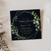 幾何学的金ゴールドブルーグリーン結婚ズブランチ 招待状