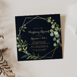 幾何学的金ゴールドブルーグリーン結婚ズブランチ 招待状