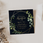 幾何学的金ゴールドブルーグリーン結婚ズブレックファースト 招待状