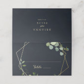 幾何学的金ゴールドブルーグリーン結婚座席表 プレイスカード (外部開封)