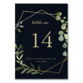 幾何学的金ゴールドブルーグリーン結婚書道 テーブルナンバー (正面)