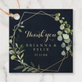 幾何学的金ゴールドブルーグリーン結婚書道 フェイバータグ (正面)