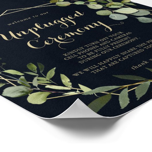 幾何学的金ゴールドブルーグリーン非詰め式サイン ポスター (角)