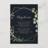 幾何学的金ゴールドブルー結婚グリーンの方向 エンクロージャーカード (正面)