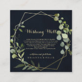 幾何学的金ゴールドブルー結婚グリーンの願い井戸 エンクロージャーカード (正面)