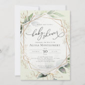 幾何学的金ゴールドベビーシャワー招待状 招待状 (正面)