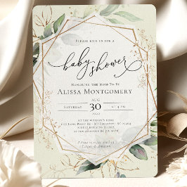 幾何学的金ゴールドベビーシャワー招待状 招待状