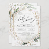 幾何学的金ゴールドベビーシャワー招待状 招待状 (正面/裏面)