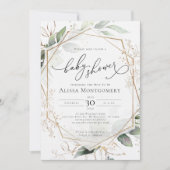 幾何学的金ゴールドベビーシャワー招待状 招待状 (正面)