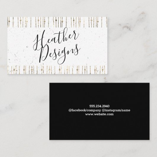 幾何学的金ゴールドホワイトフォイルの光沢パターン 名刺 (正面/裏面)