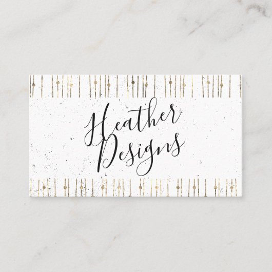 幾何学的金ゴールドホワイトフォイルの光沢パターン 名刺 (正面)