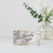 幾何学的金ゴールドホワイトフォイル大理石で輝く 名刺 (スタンド正面)