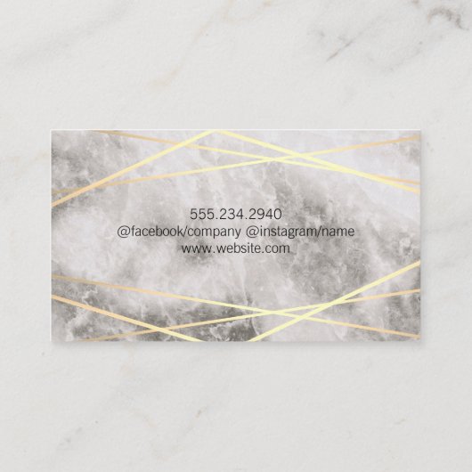 幾何学的金ゴールドホワイトフォイル大理石で輝く 名刺 (裏面)