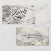 幾何学的金ゴールドホワイトフォイル大理石で輝く 名刺 (正面/裏面)