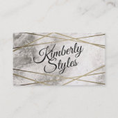 幾何学的金ゴールドホワイトフォイル大理石で輝く 名刺 (正面)