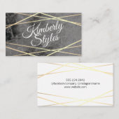 幾何学的金ゴールドホワイトフォイル黒大理石で輝く 名刺 (正面/裏面)