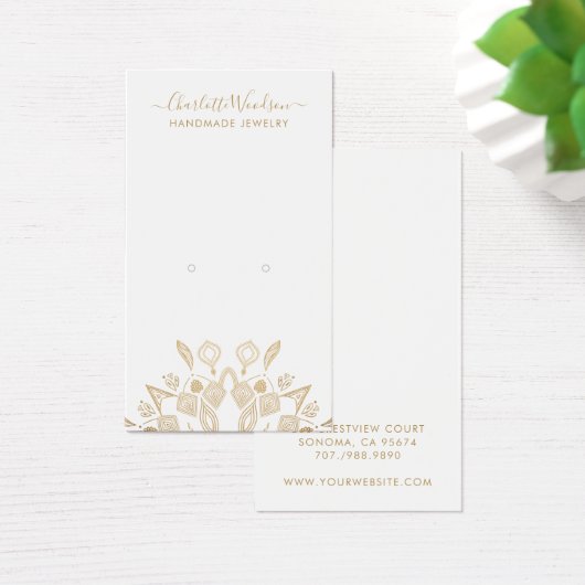 幾何学的金ゴールドマンダライヤリングディスプレイカード (デスク)