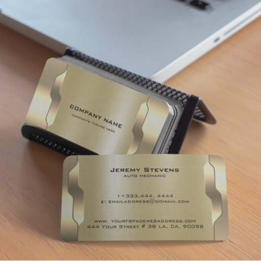 幾何学的金ゴールドメタリックテクスチャ 名刺