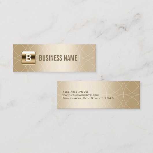 幾何学的金ゴールドモノグラムプロフェッショナル スキニー名刺 (正面/裏面)