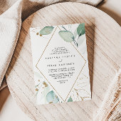 幾何学的金ゴールドユーカリ結婚ダイヤモンド 招待状