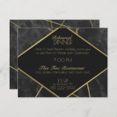 幾何学的金ゴールドラインと大理石リハーサルディナー 招待状 (正面/裏面)