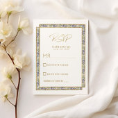 幾何学的金ゴールドラベンダーピンクフローラ結婚式RSVP 招待状