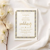 幾何学的金ゴールドラベンダーピンク結婚フローラ 招待状