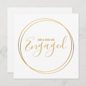 幾何学的金ゴールドリング婚約発表パーティー 招待状 (正面/裏面)