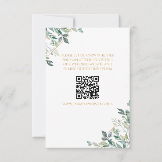 幾何学的金ゴールドリーフウェディングRSVPカード 出欠カード (裏面)