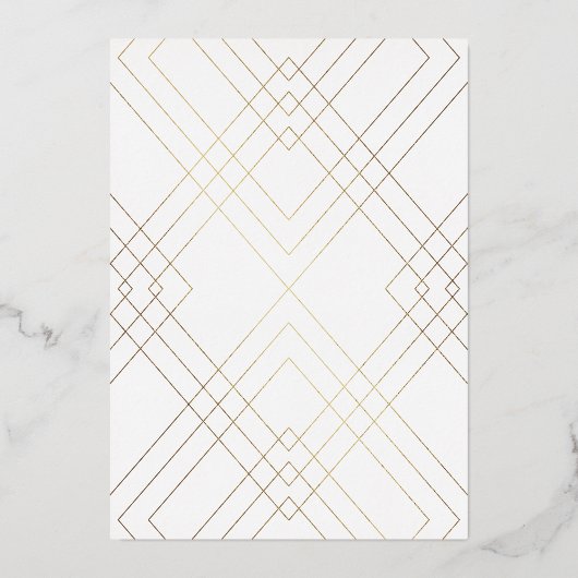 幾何学的金ゴールドリーフギャツビー書道結婚の 箔招待状 (裏面)