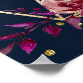 幾何学的金ゴールドレッドブルーリハーサルディナーウェルカム ポスター (角)