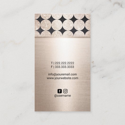 幾何学的金ゴールド円エレガントフローラ写真 名刺 (裏面)