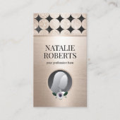 幾何学的金ゴールド円エレガントフローラ写真 名刺 (正面)