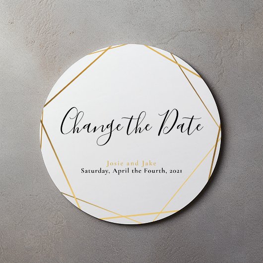 幾何学的金ゴールド効果で日付を変更 ラウンドシール