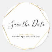 幾何学的金ゴールド効果の保存日 ラウンドシール (正面)
