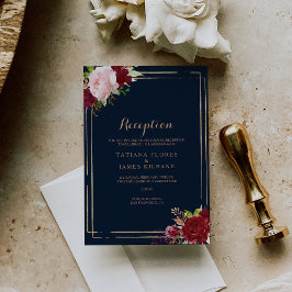 幾何学的金ゴールド及び赤ウェディング受付カード 招待状