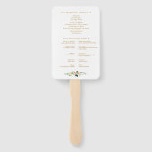 幾何学的金ゴールド及び赤面フローラ結婚式プログラム ハンドファン (裏面)