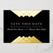 幾何学的金ゴールド日付の保存 箔招待状 (正面)