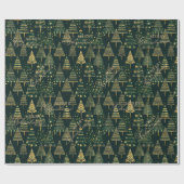 幾何学的金ゴールド松の木グリーンクリスマス金ゴールド ラッピングペーパー (フラット)