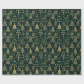 幾何学的金ゴールド松の木グリーンクリスマス ラッピングペーパー (フラット)