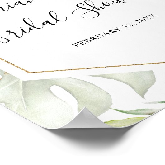 幾何学的金ゴールド熱帯ブライダルシャワーへようこそ ポスター (角)