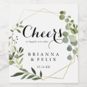 幾何学的金ゴールド熱帯応援結婚のワインラベル ワインラベル (シングルラベル)