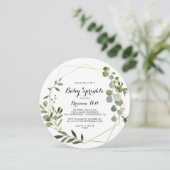 幾何学的金ゴールド熱帯書道ベビー散布 招待状 (スタンド正面)