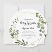 幾何学的金ゴールド熱帯書道ベビー散布 招待状 (正面)