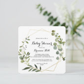 幾何学的金ゴールド熱帯書道赤ちゃんシャワー 招待状 (スタンド正面)