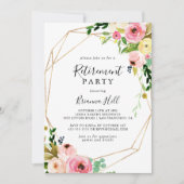 幾何学的金ゴールド熱帯秋の退職パーティー 招待状 (正面)