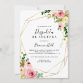 幾何学的金ゴールド熱帯秋スペインのブライダルシャワー 招待状 (正面)